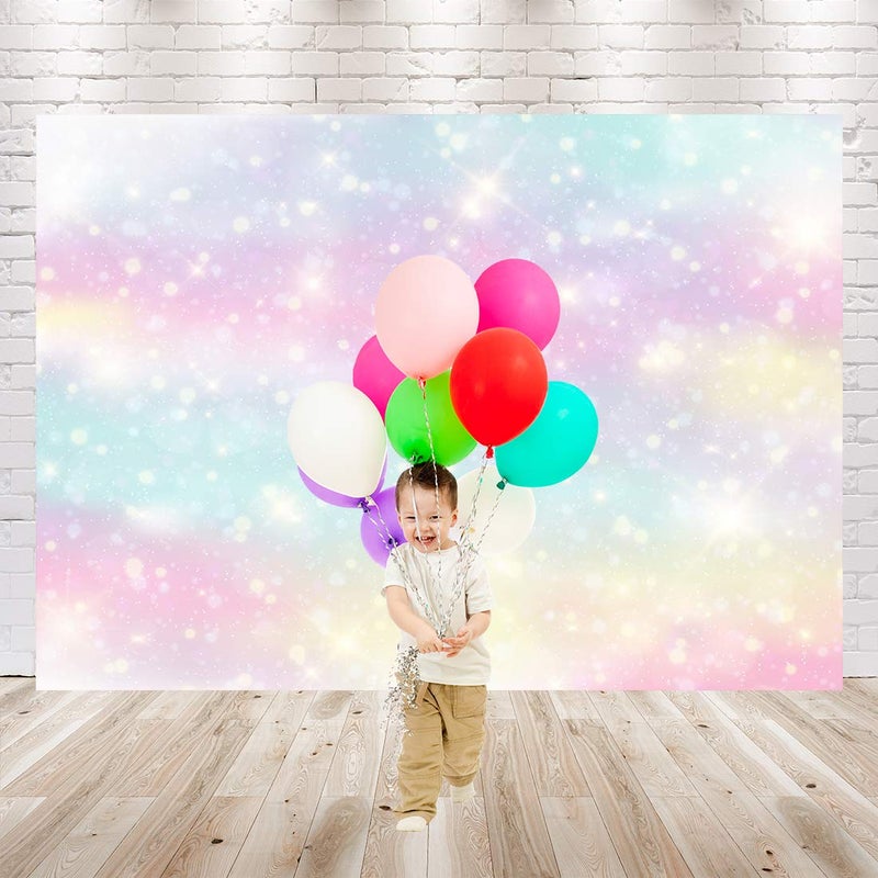 Ticuenicoa Glitter Rainbow Photo Backdrop Watercolor Newborn Photography Background 7x5ft Colorful 1st Birthday Backdrop Girl Party Decorations Baby Shower Supplies Cake Table Banner Bokeh Photo Booth Props - Image 4